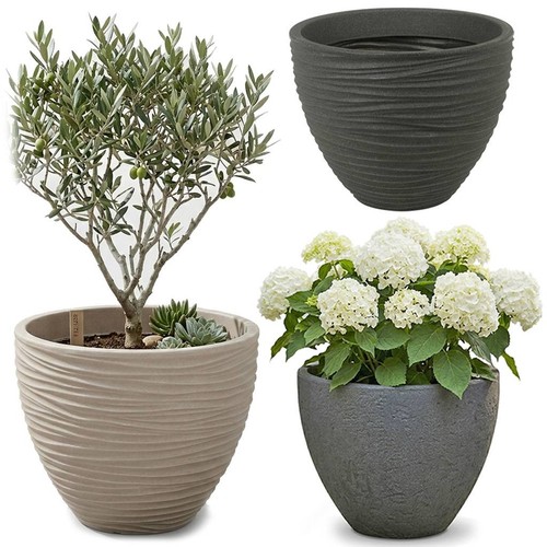 Large round modern plant pot - large,