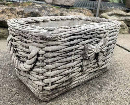 Stone garden wicker basket - stone,